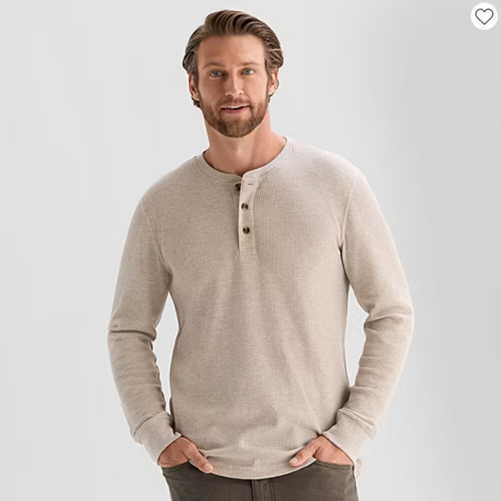 NWT St. John's Bay Waffle Henley Neck Long Sleeve Thermal Top Size XXL